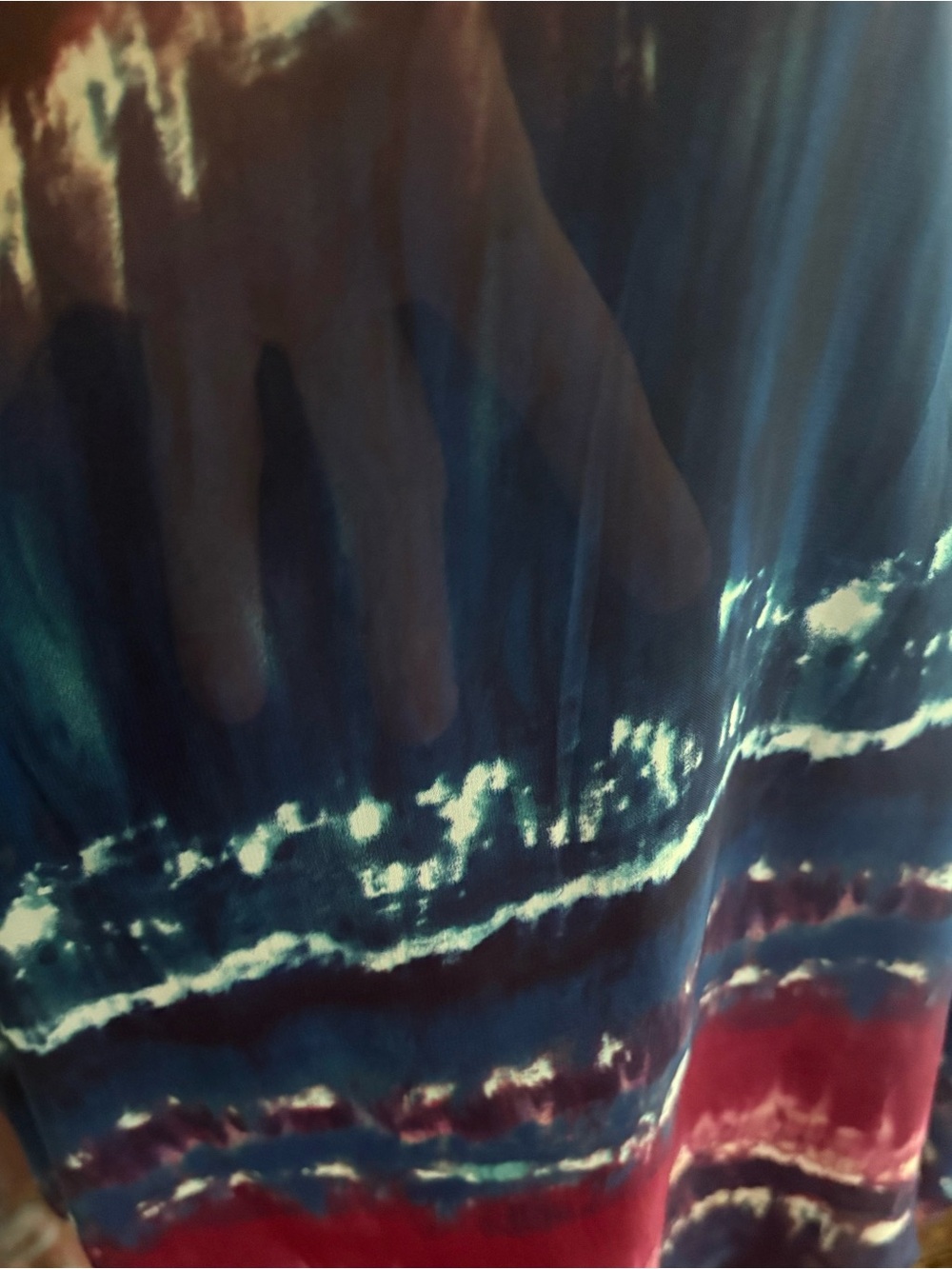 Vintage Havana Tie-Dye Long Sleeve Blouse - Navy & Burgundy - Picture 5 of 6